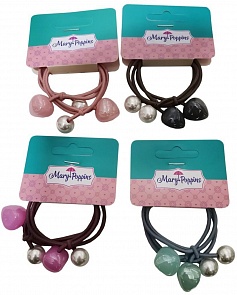 Набор резинок с декором Сердце, 2 шт, разный цвета (Mary Poppins, 455345) (ассортимент)